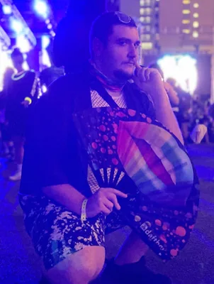 Customer photo of Pride Lips Rave Bamboo Folding Hand Fan / Clack Fan - Large by Travis C.