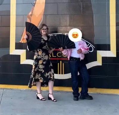 Customer photo of Black Beyond Basic Rave Bamboo Folding Hand Fan / Clack Fan - Large by Mary K.