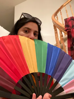 Customer photo of Pride Inclusion Rave Bamboo Folding Hand Fan / Clack Fan - Large by Arunima W.
