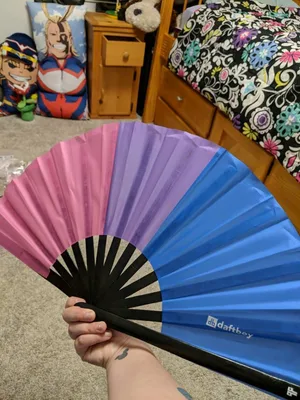 Customer review photo of Bisexuality Pride Bamboo Folding Hand Fan / Clack Fan - Large by Aimee S.