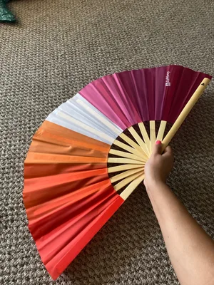 Customer review photo of Lesbian Fan Pride Bamboo Folding Hand Fan/ Clack Fan - Large by Maggie G.