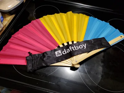 Customer review photo of Pansexuality Pride Bamboo Folding Hand Fan / Clack Fan - Large by Rebecca S.