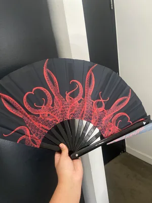 Customer photo of Release The Kraken! Rave Bamboo Folding Hand Fan / Clack Fan - Large by Camilla W.