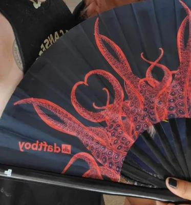 Customer photo of Release The Kraken! Rave Bamboo Folding Hand Fan / Clack Fan - Large by Iri L.