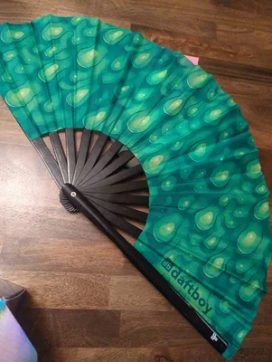 Customer photo of Toxic Slime Rave Bamboo Folding Hand Fan / Clack Fan - Large by Janie