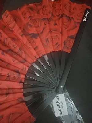 Customer photo of Red Roses Rave Bamboo Folding Hand Fan / Clack Fan - Large by Wilma